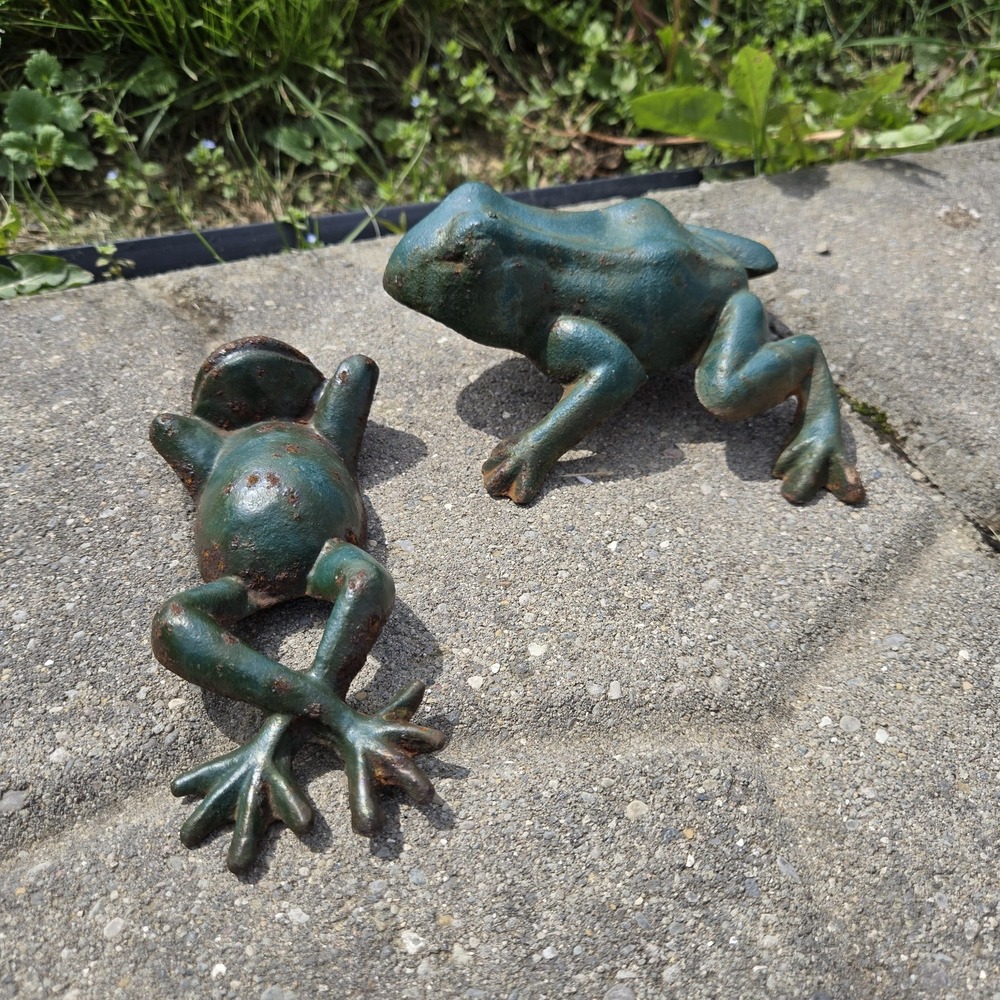 Rusty Cast Iron Frog‎ Doorstop Garden Decor. Lot Of 2